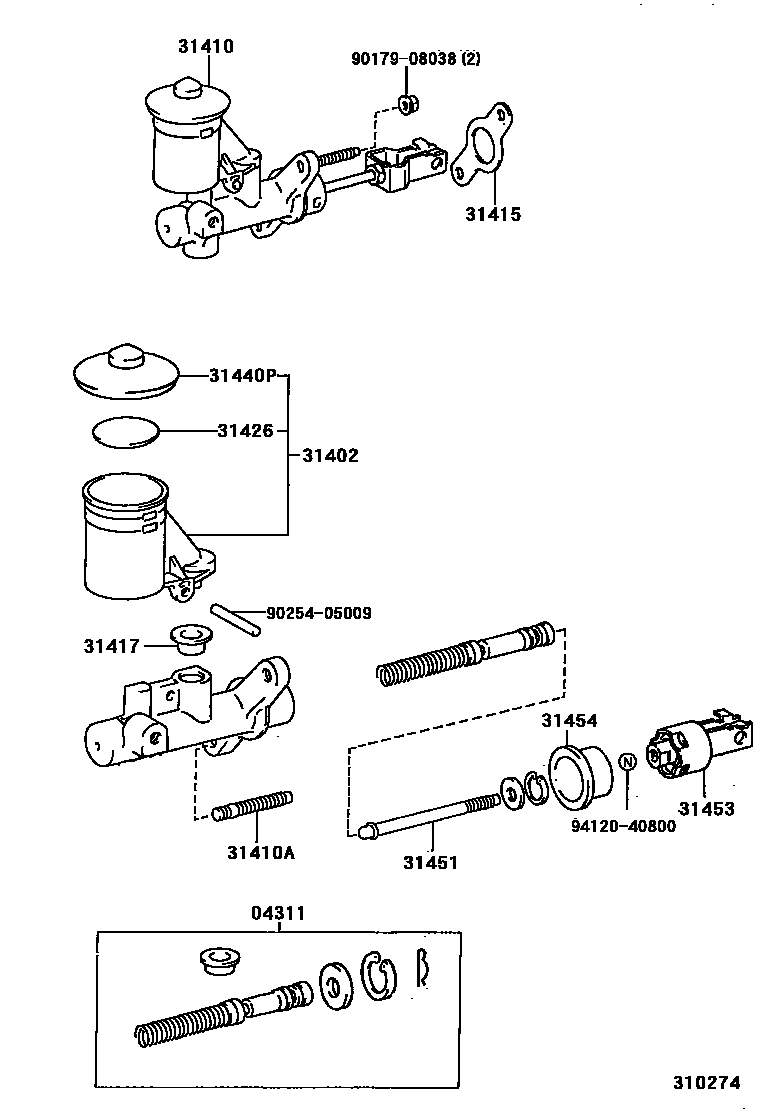 Toyota COROLLA 离合器总泵 EPC diagram — 310274