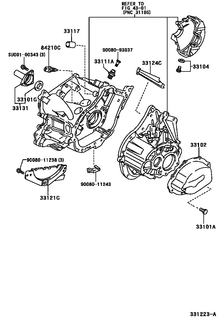 Toyota COROLLA 离合器壳和变速器壳(MTM) EPC diagram — 331223A