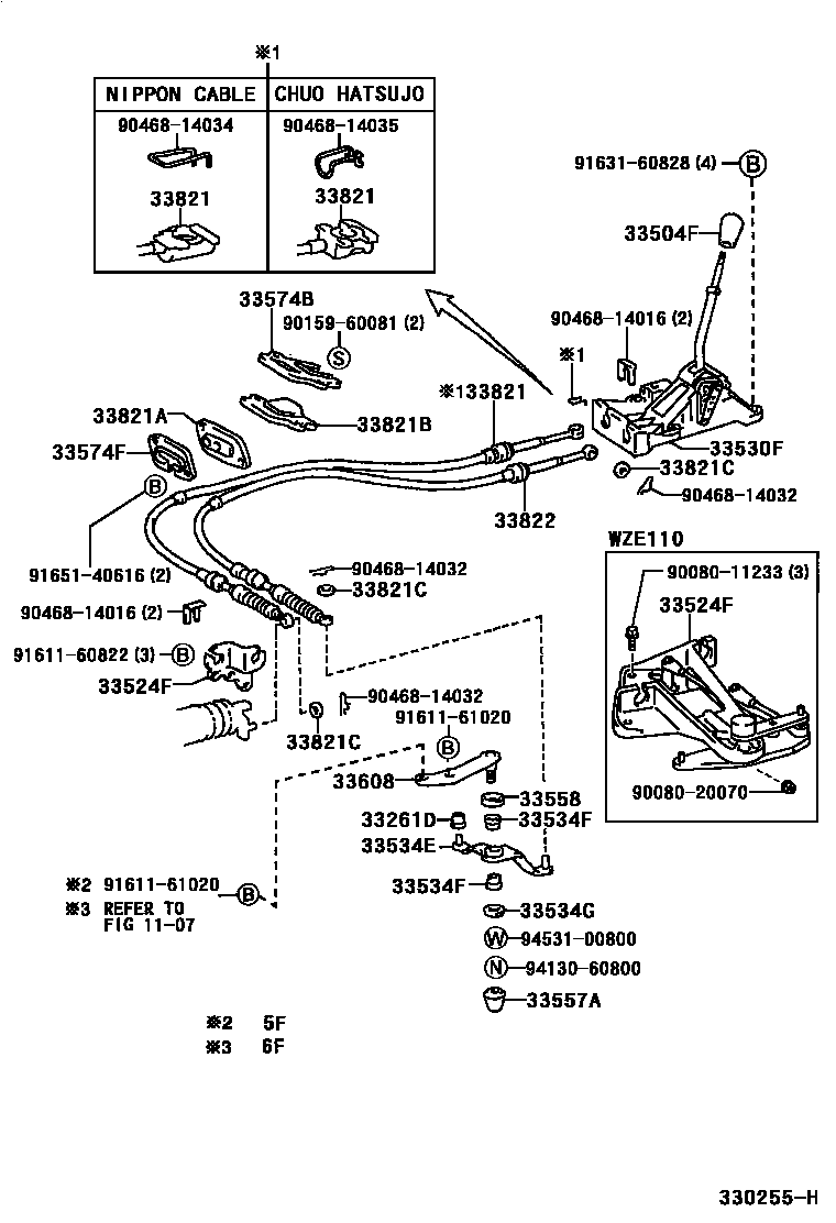 Toyota COROLLA Shift Lever & Retainer EPC diagram — 330255H