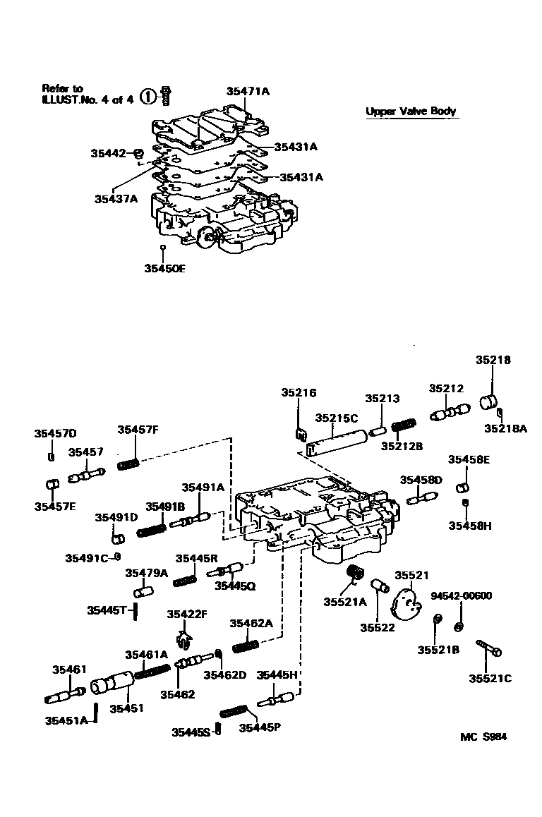 Toyota COROLLA 阀体和滤油网(ATM) EPC diagram — MCS984