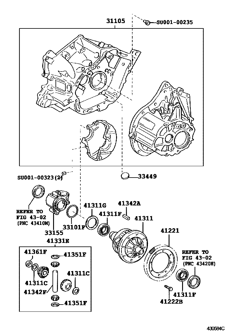 Toyota COROLLA 前桥壳和差速器 EPC diagram — 430584C