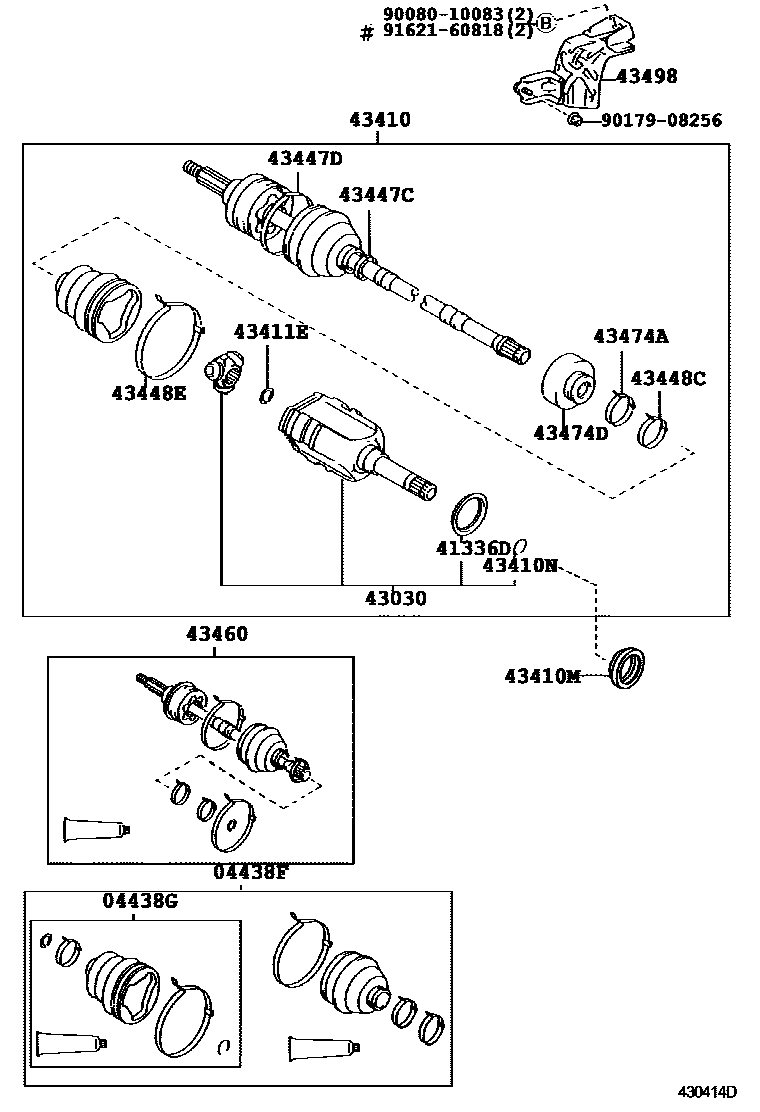 Toyota COROLLA Front Drive Shaft EPC diagram — 430414D