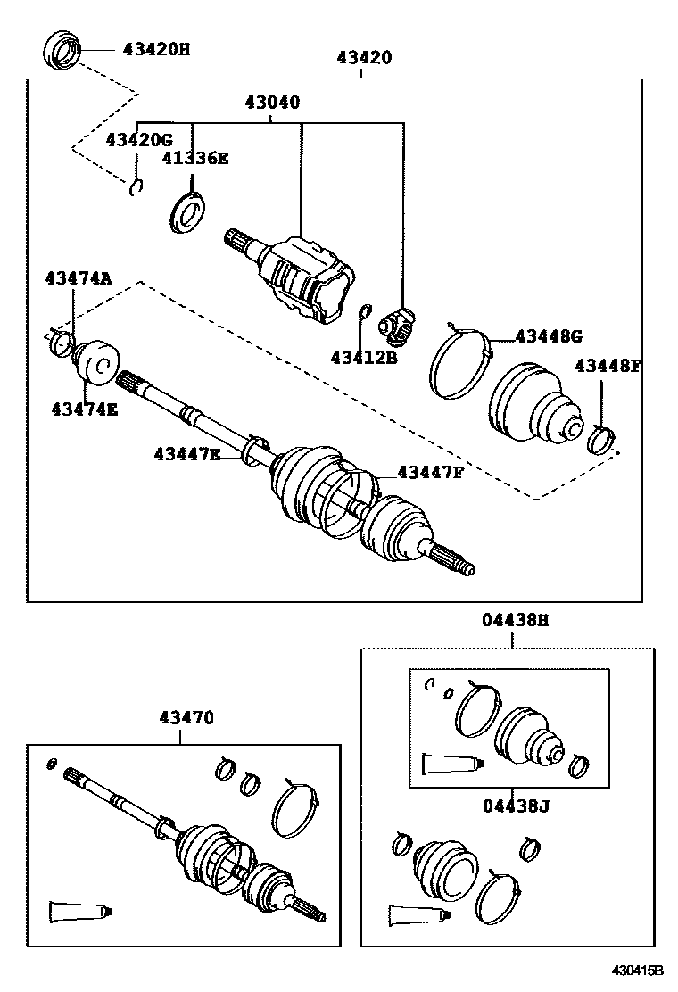 Toyota COROLLA Front Drive Shaft EPC diagram — 430415B