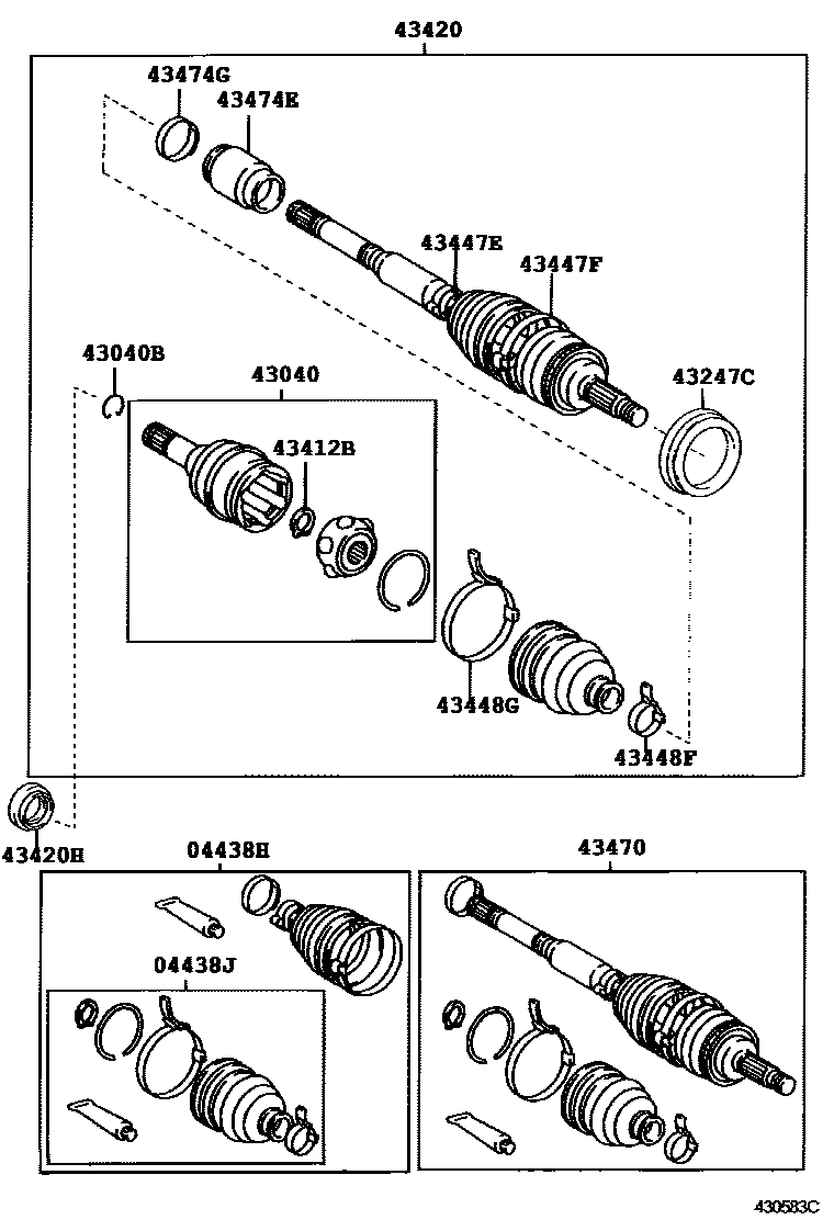 Toyota COROLLA Front Drive Shaft EPC diagram — 430583C