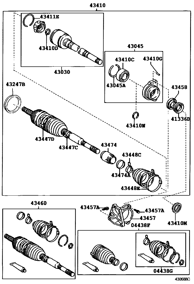 Toyota COROLLA Front Drive Shaft EPC diagram — 430688C