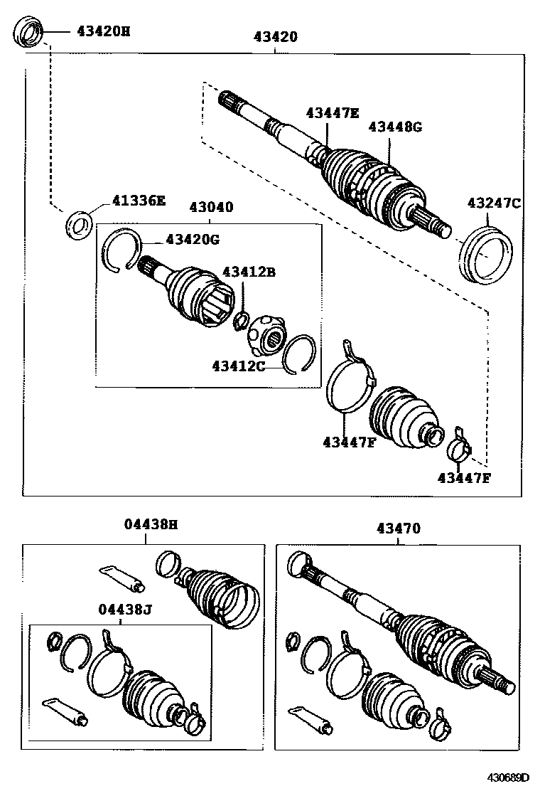 Toyota COROLLA Front Drive Shaft EPC diagram — 430689D