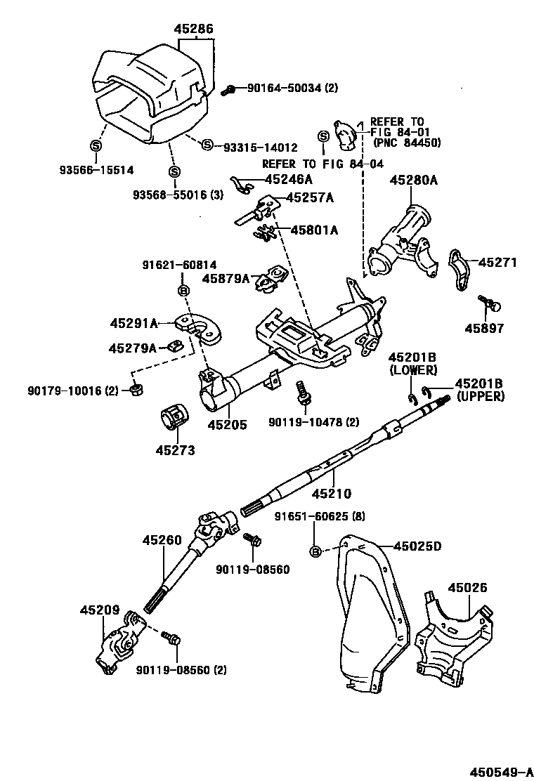 Toyota COROLLA Steering Column & Shaft EPC diagram — 450549A