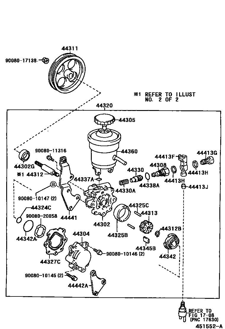 Toyota COROLLA 叶片泵和储油罐(动力转向) EPC diagram — 451552A