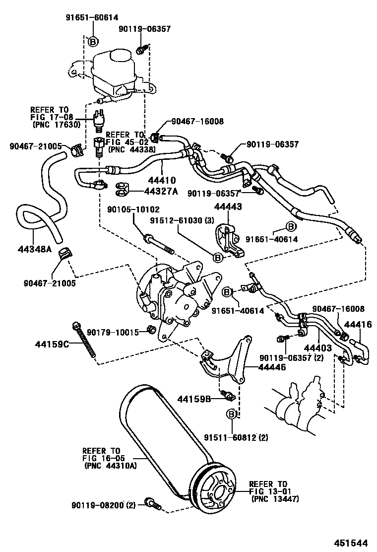 Toyota COROLLA 动力转向配管 EPC diagram — 451544