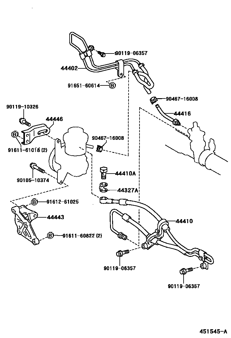 Toyota COROLLA 动力转向配管 EPC diagram — 451545A