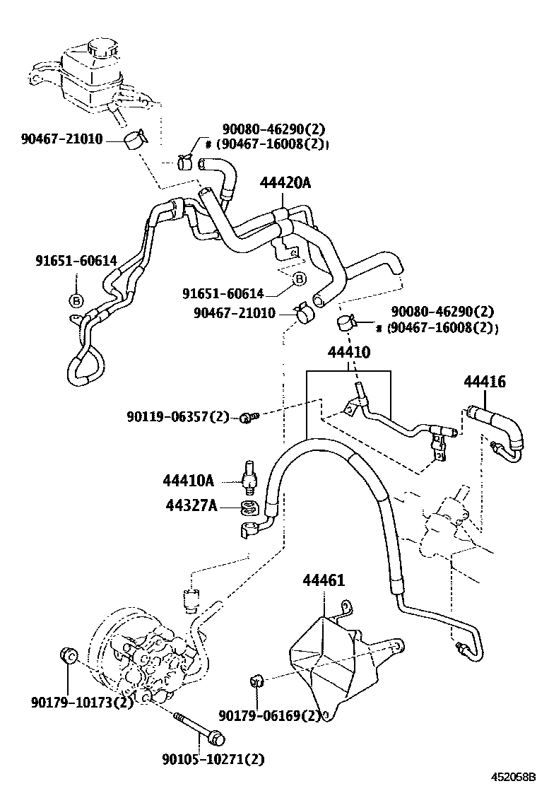 Toyota COROLLA 动力转向配管 EPC diagram — 452058B