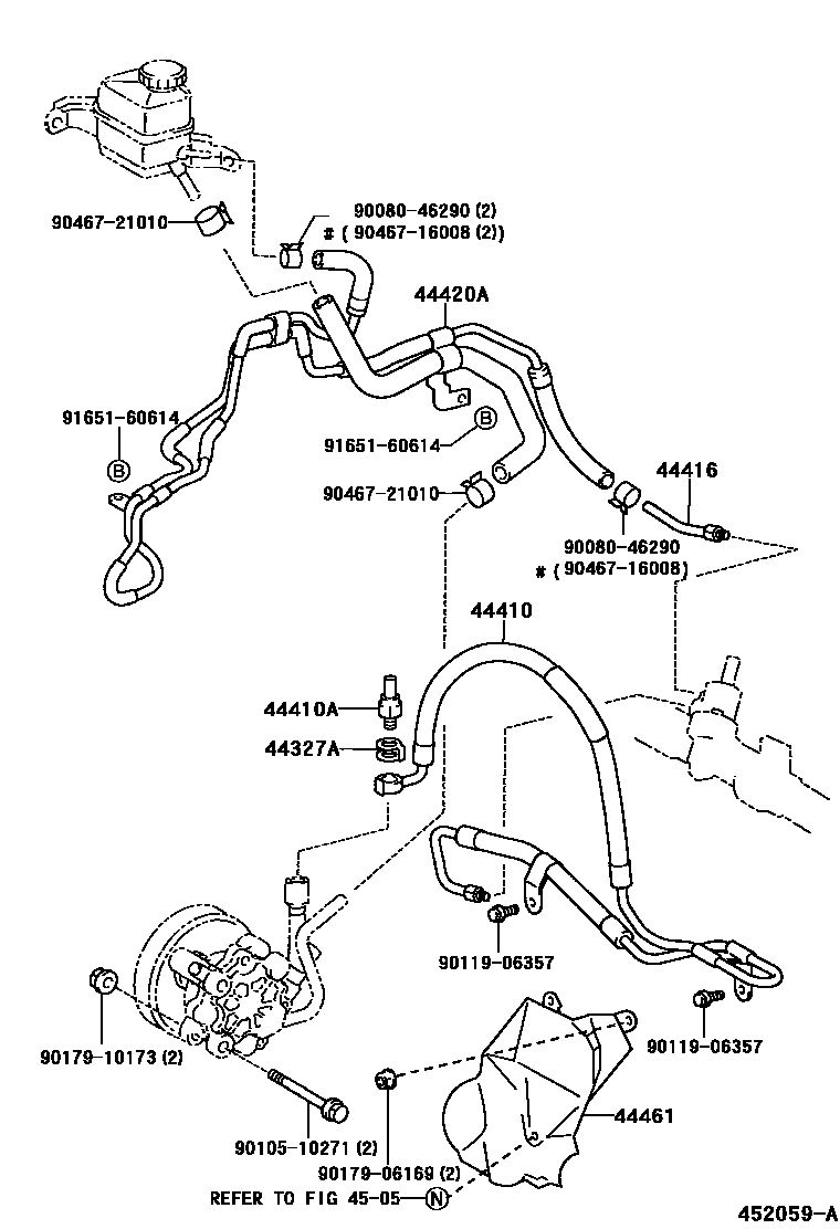 Toyota COROLLA 动力转向配管 EPC diagram — 452059A