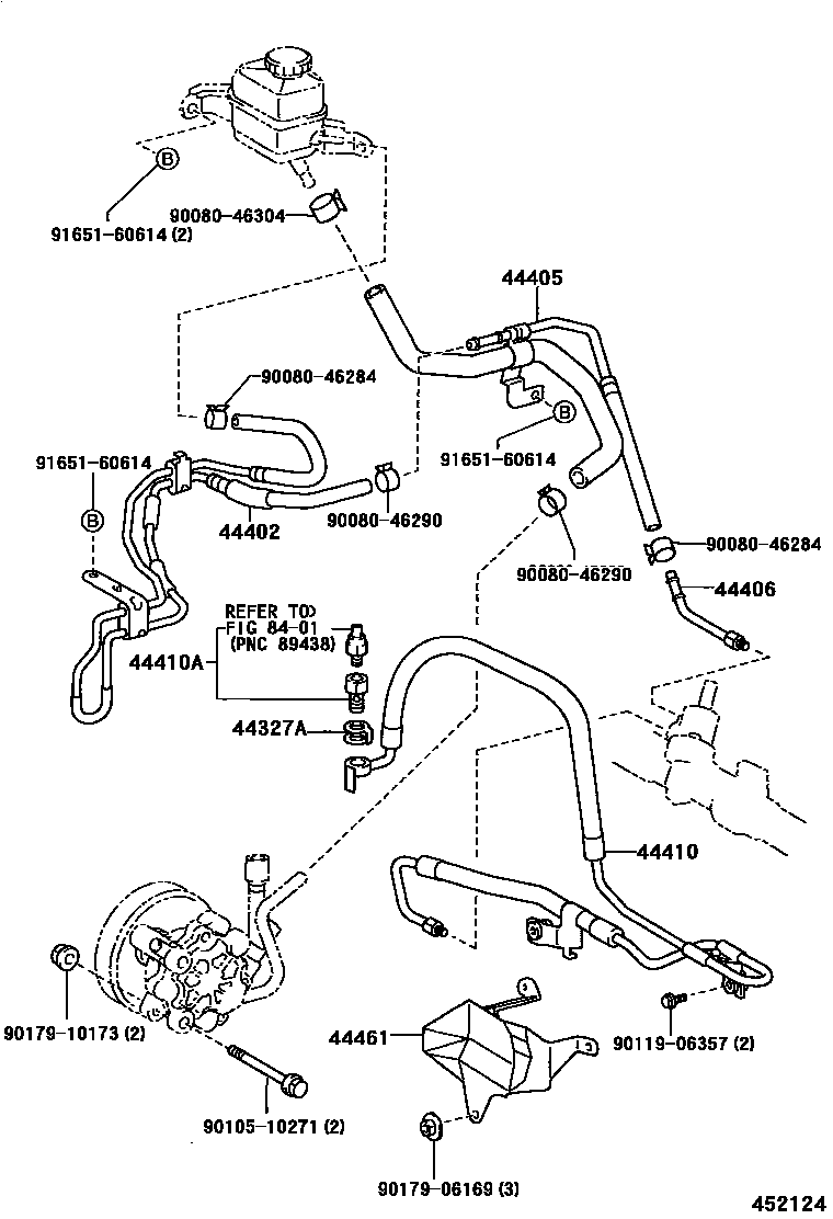 Toyota COROLLA 动力转向配管 EPC diagram — 452124