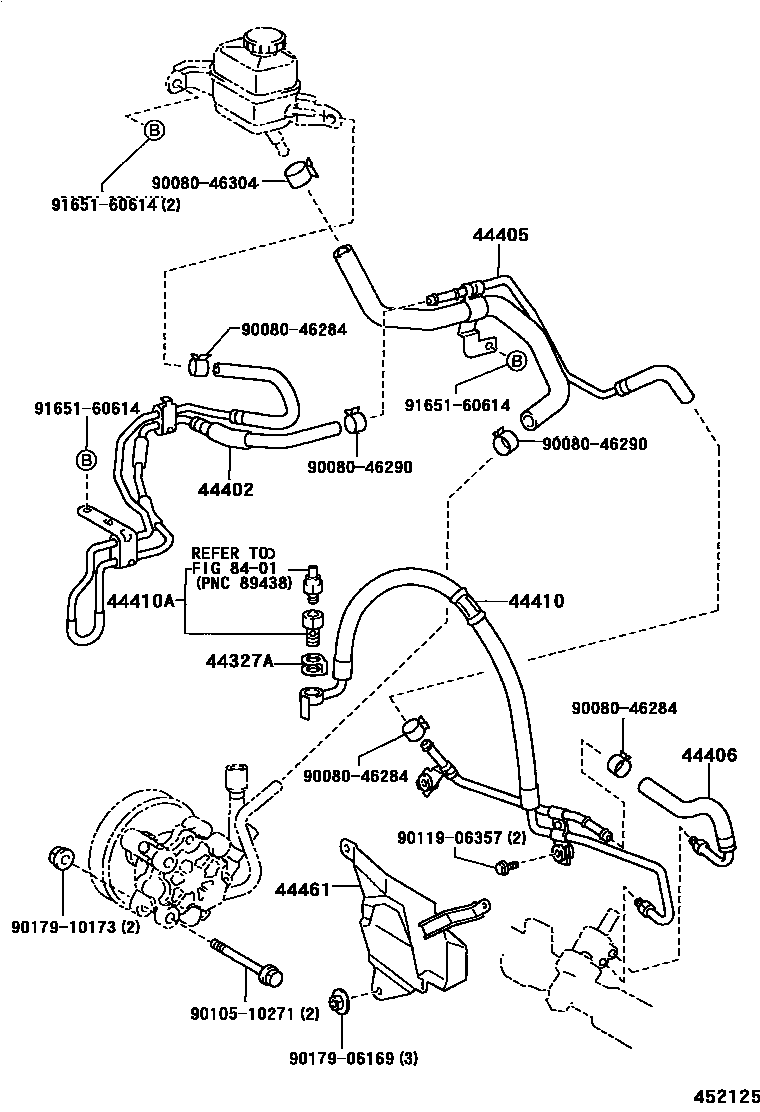 Toyota COROLLA 动力转向配管 EPC diagram — 452125