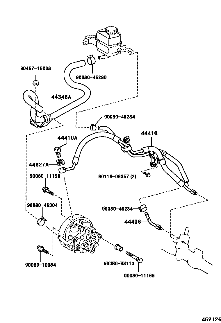 Toyota COROLLA 动力转向配管 EPC diagram — 452126