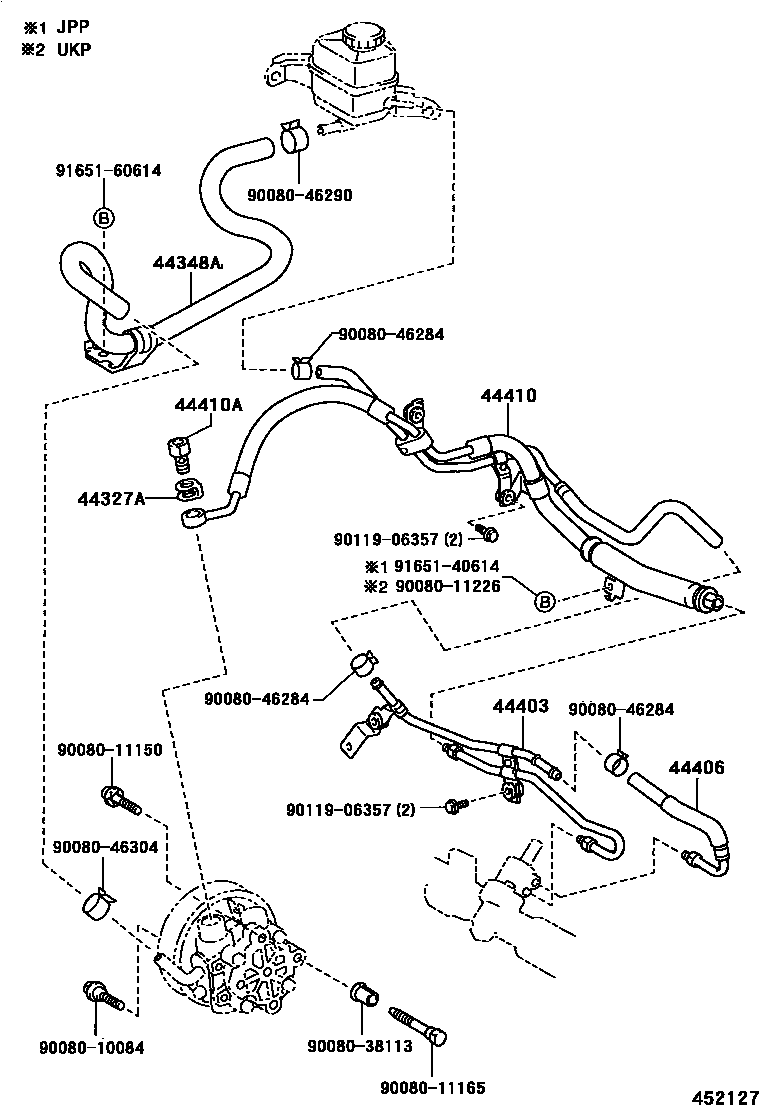 Toyota COROLLA 动力转向配管 EPC diagram — 452127