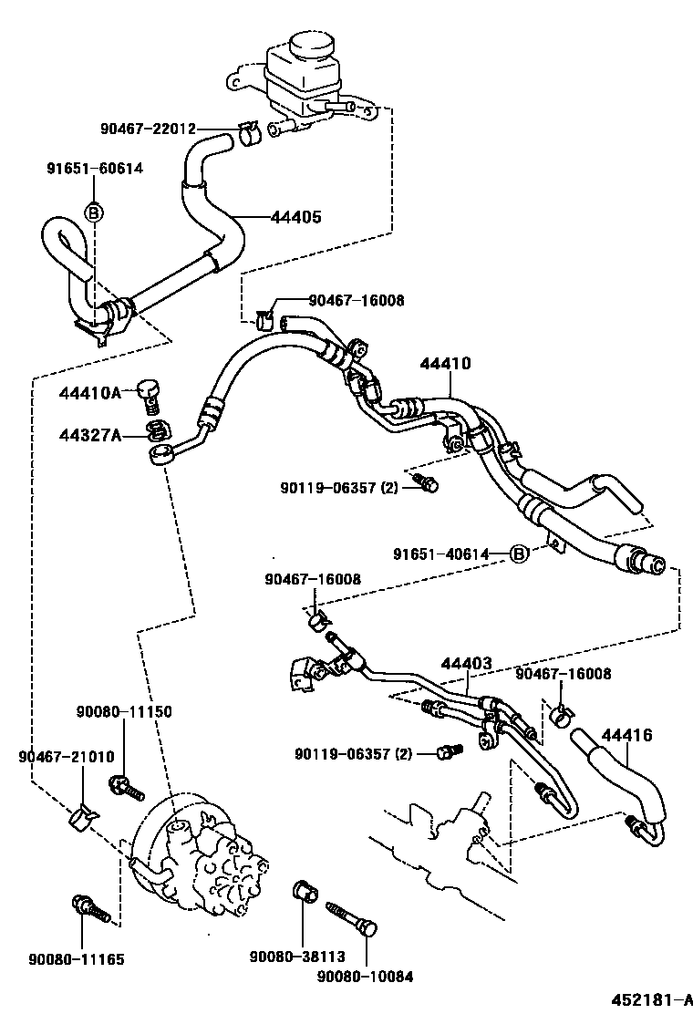 Toyota COROLLA 动力转向配管 EPC diagram — 452181A