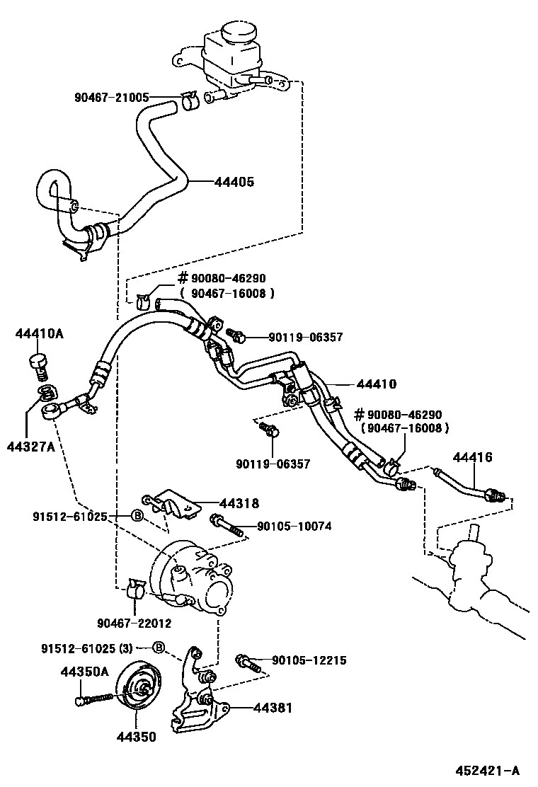 Toyota COROLLA 动力转向配管 EPC diagram — 452421A