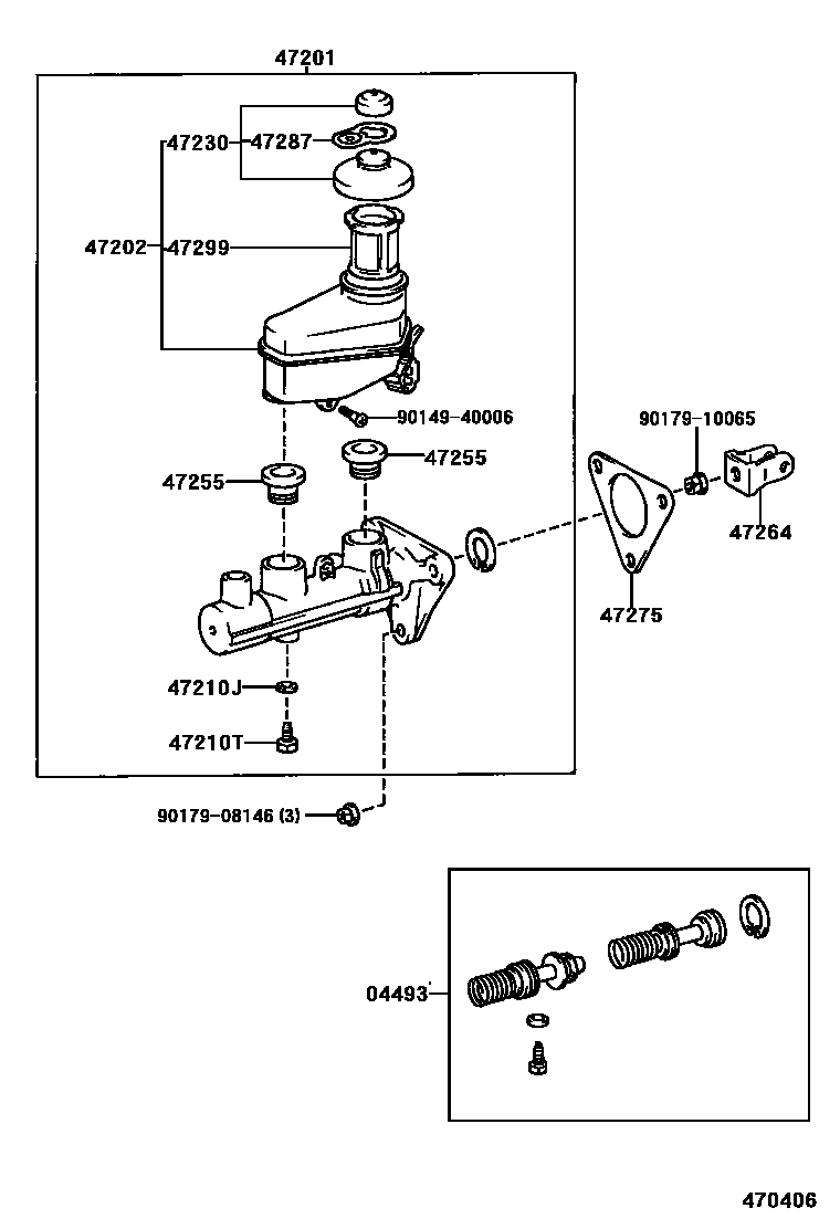 Toyota COROLLA 制动总泵 EPC diagram — 470406