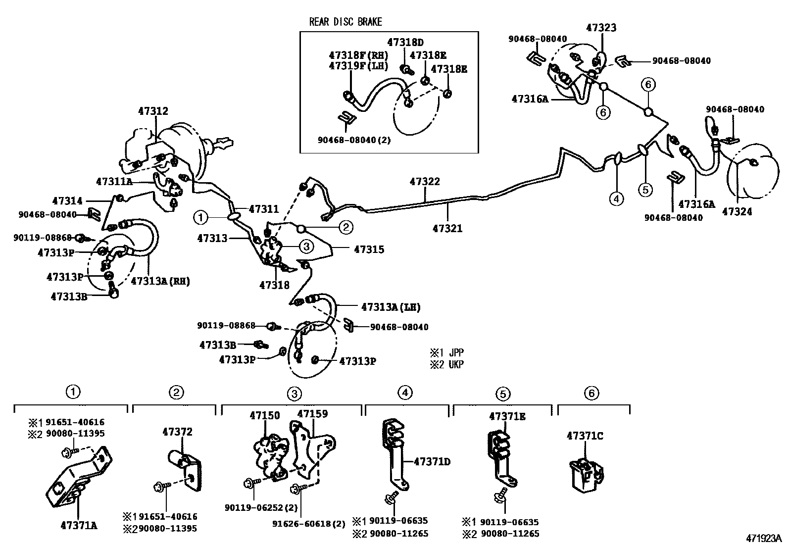 Toyota COROLLA 制动配管和卡箍 EPC diagram — 471923A