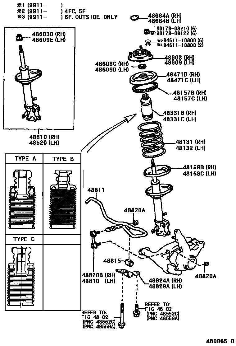 Toyota COROLLA Front Spring & Shock Absorber EPC diagram — 480865B