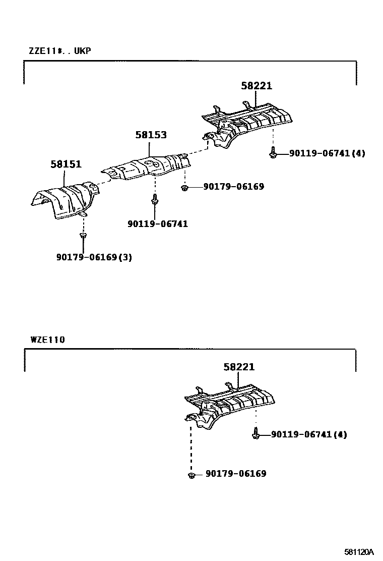 Toyota COROLLA 地板隔热垫 EPC diagram — 581120A