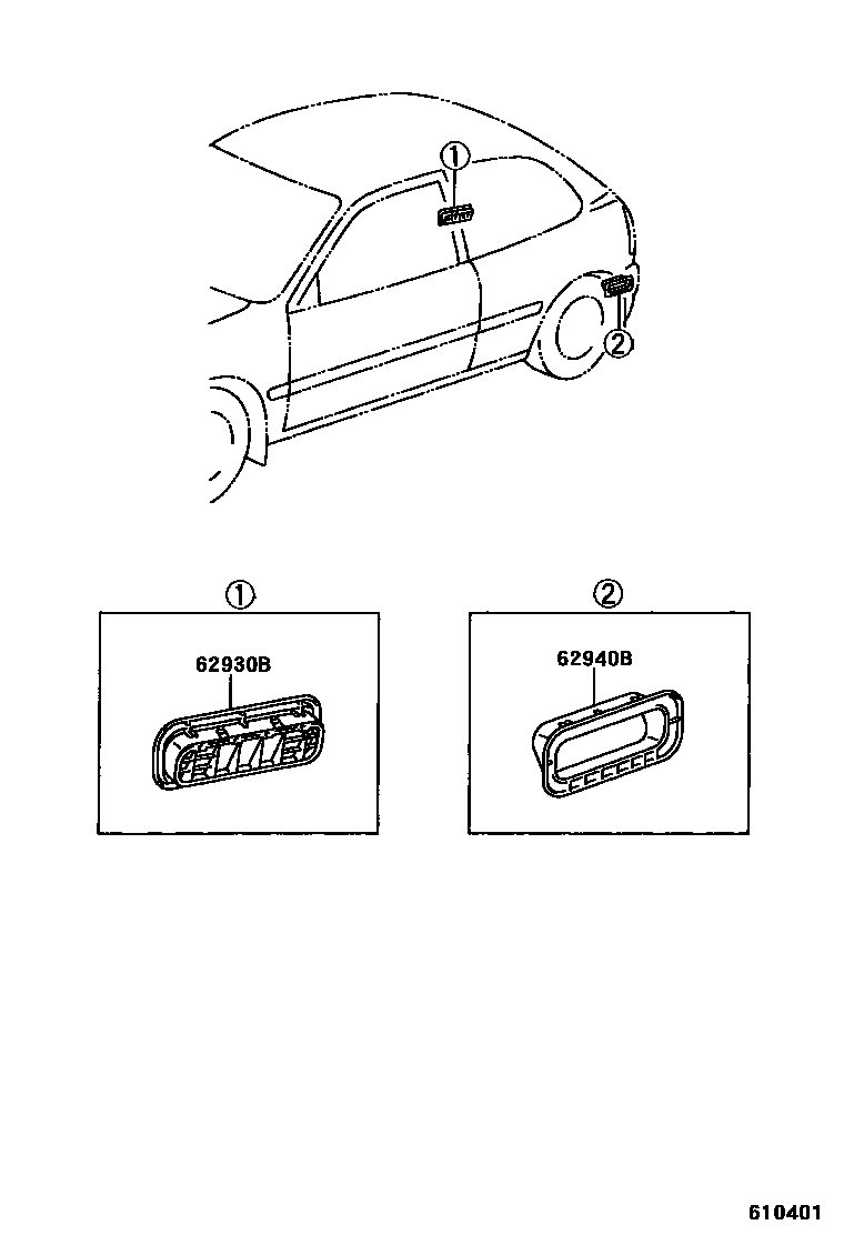 Toyota COROLLA 车侧通风装置 EPC diagram — 610401