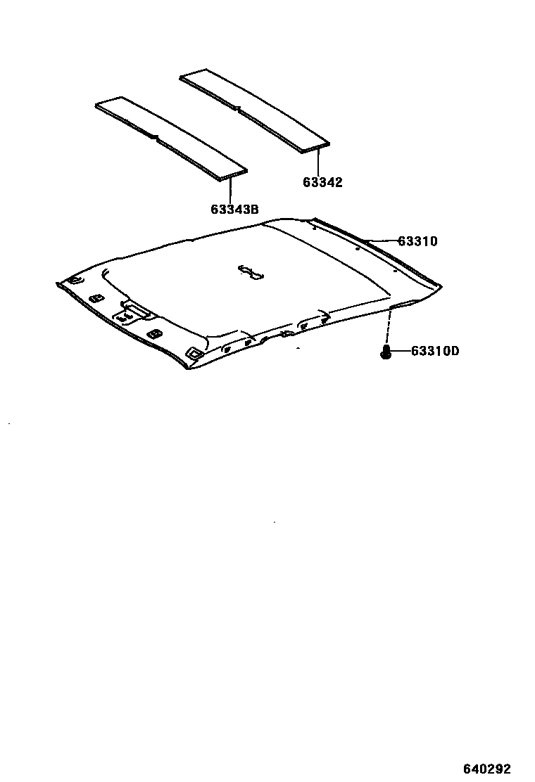 Toyota COROLLA 车顶内衬和消声垫 EPC diagram — 640292
