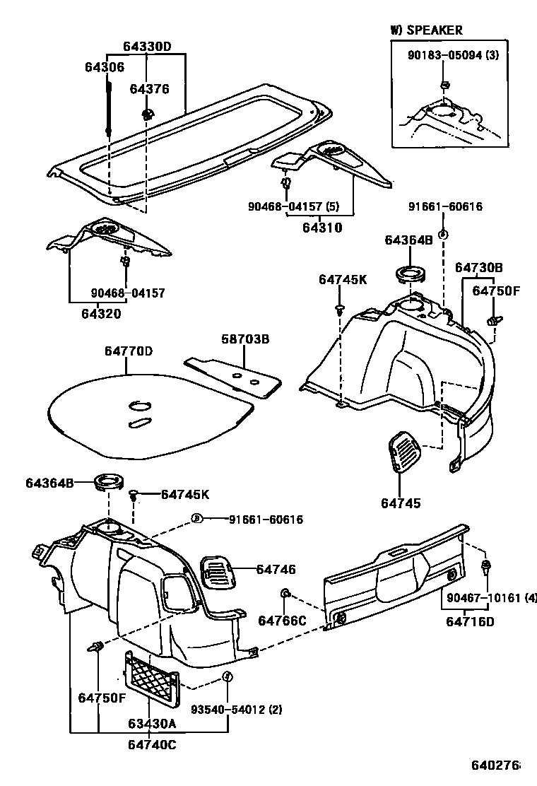 Toyota COROLLA 底板和底板装饰罩 EPC diagram — 640276