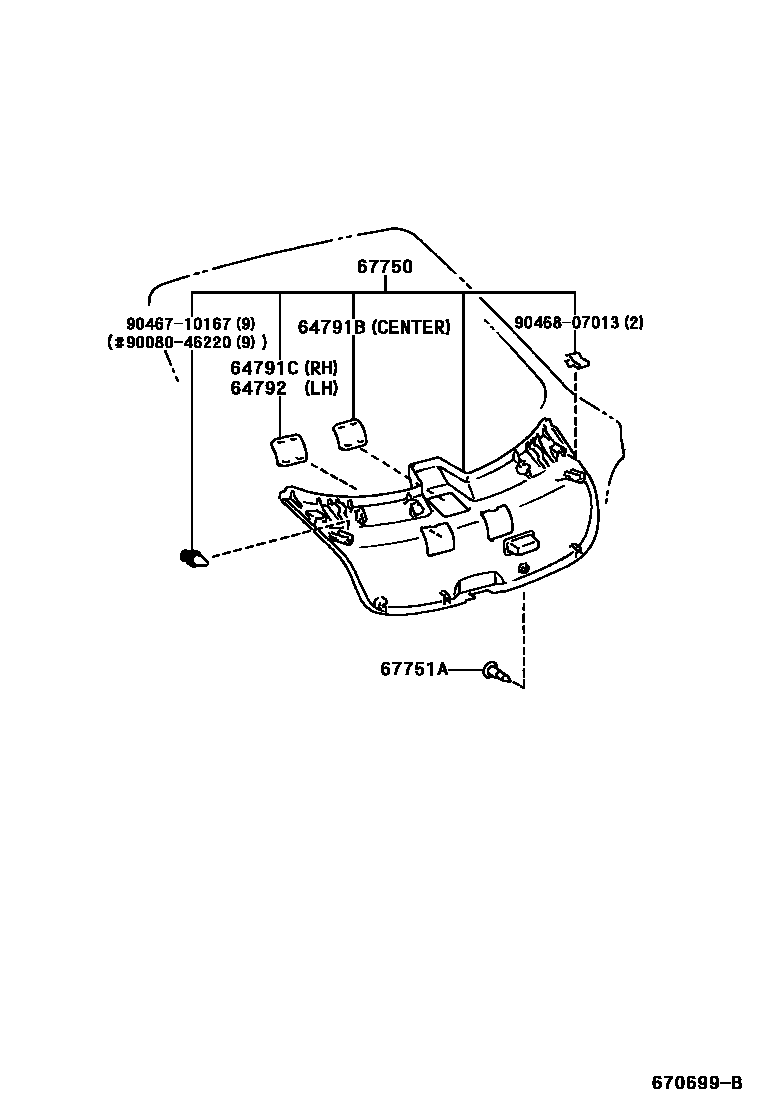 Toyota COROLLA 背门板和背门玻璃 EPC diagram — 670699B