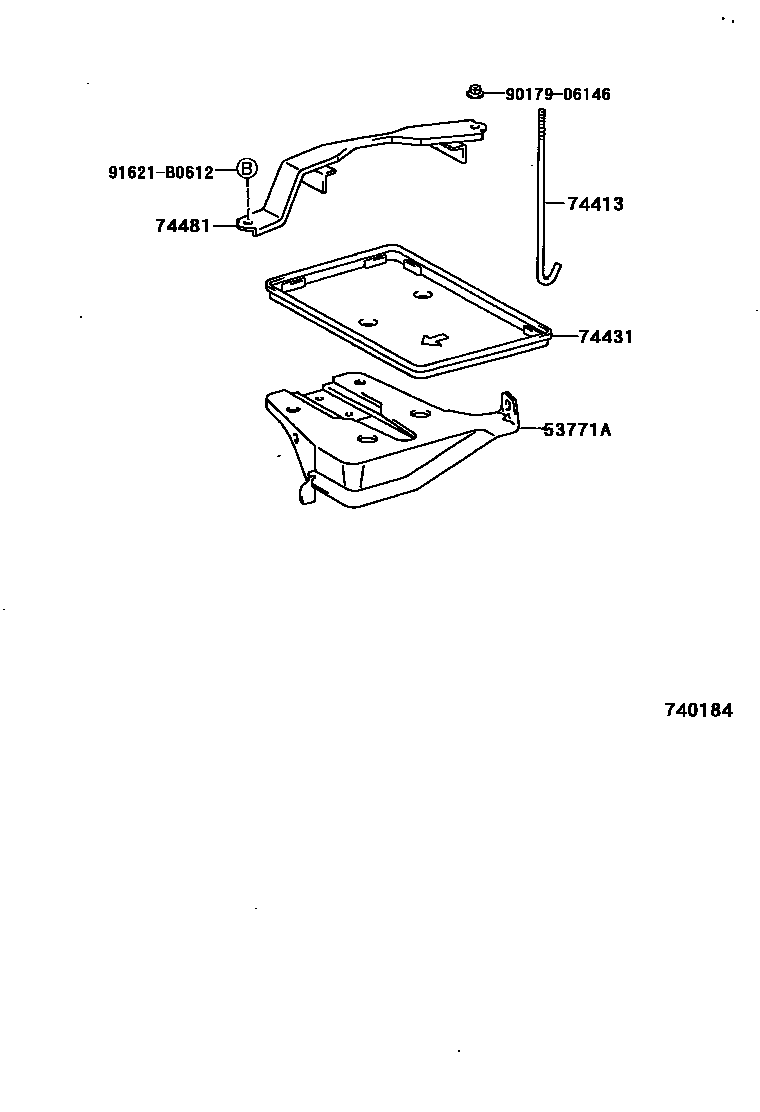Toyota COROLLA battery holder EPC diagram — 740184