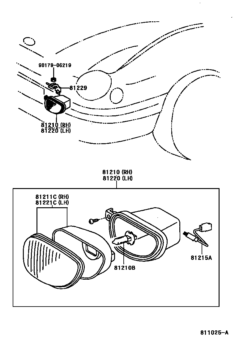 Toyota COROLLA Fog Lamp EPC diagram — 811025A