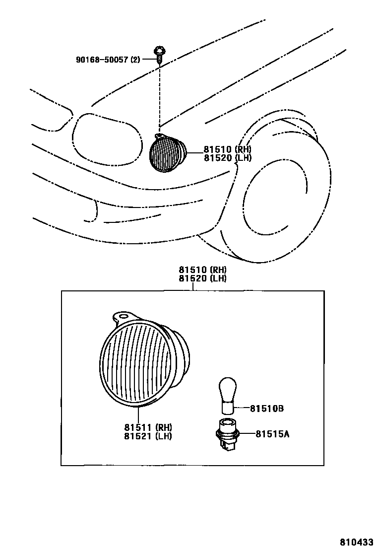 Toyota COROLLA 前转向灯 EPC diagram — 810433