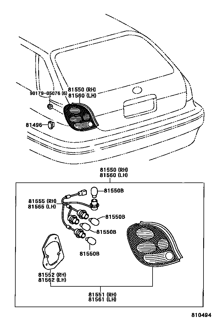 Toyota COROLLA 后组合灯 EPC diagram — 810494