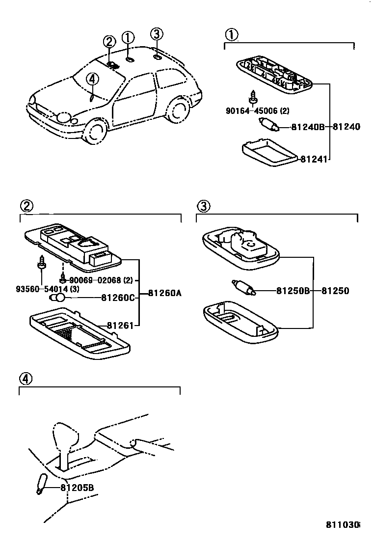 Toyota COROLLA 车内灯 EPC diagram — 811030