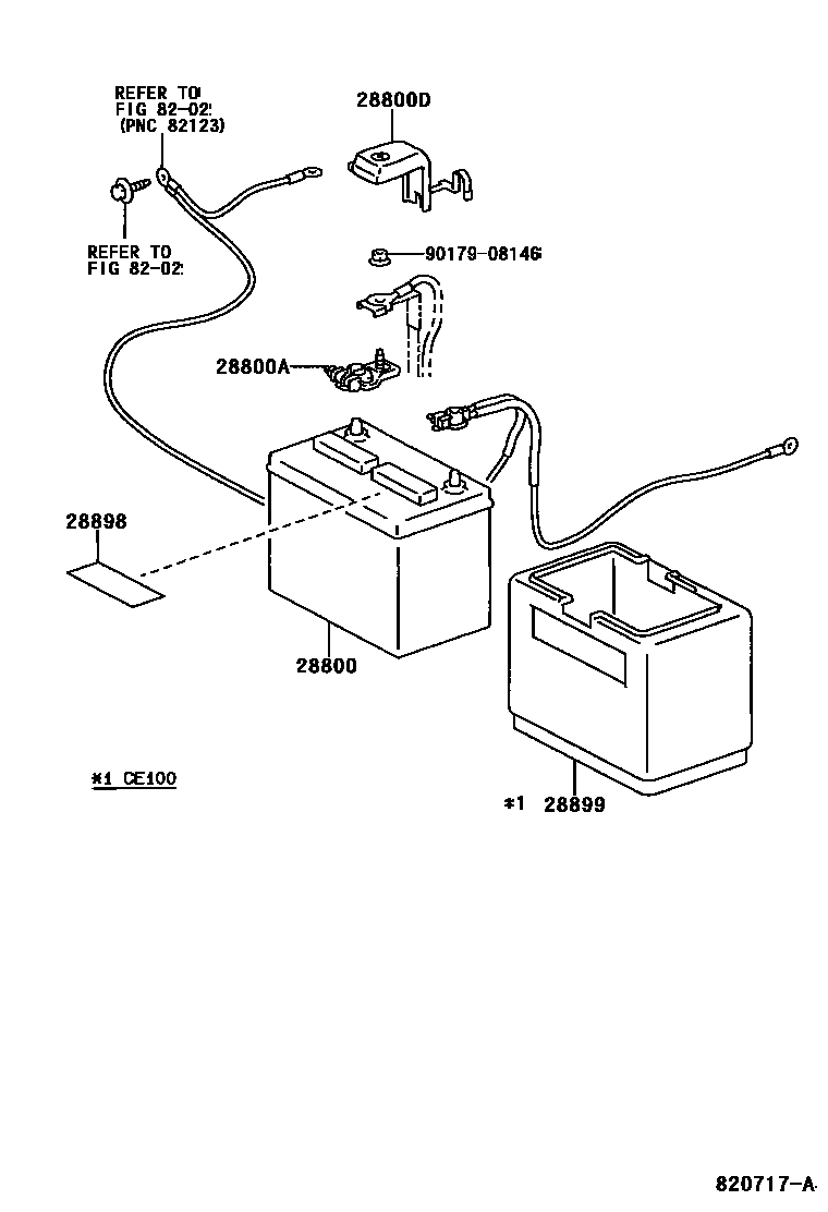 Toyota COROLLA 蓄电池和蓄电池电缆 EPC diagram — 820717A