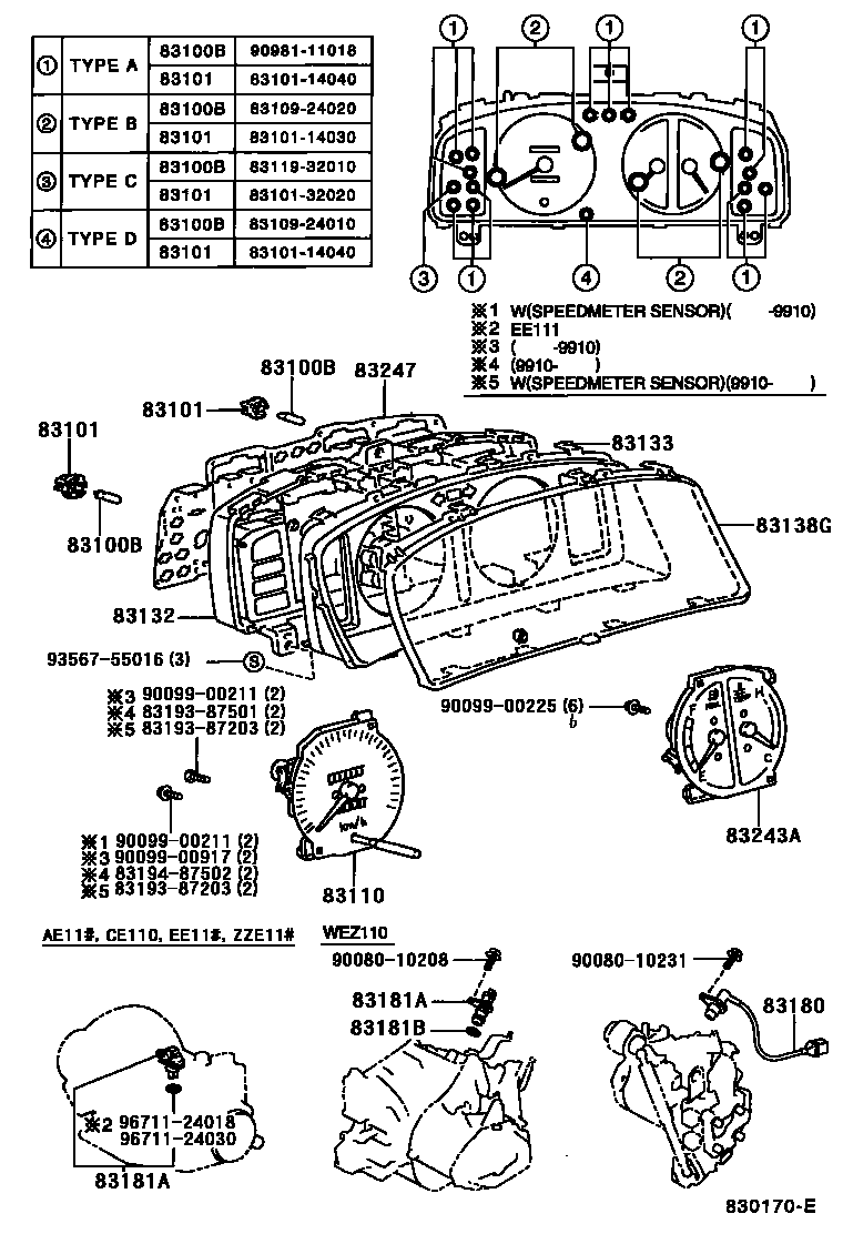 Toyota COROLLA 仪表 EPC diagram — 830170E