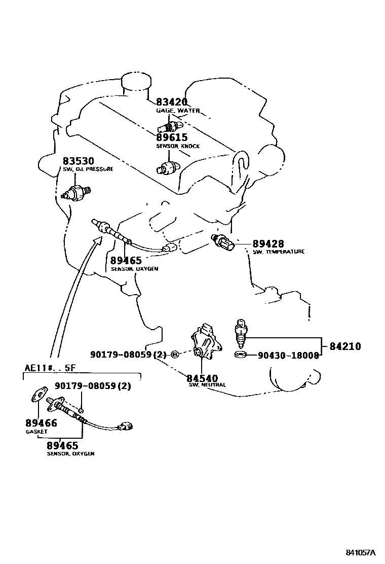 Toyota COROLLA 开关和继电器和ECU EPC diagram — 841057A
