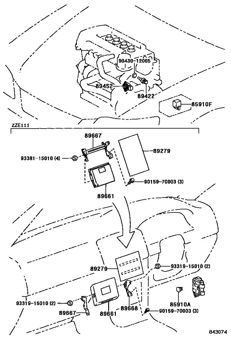 Toyota COROLLA 电子燃油喷射系统 EPC diagram — 843074