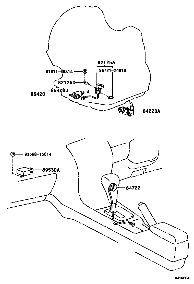 Toyota COROLLA 超速档和电子控制变速器 EPC diagram — 841026A