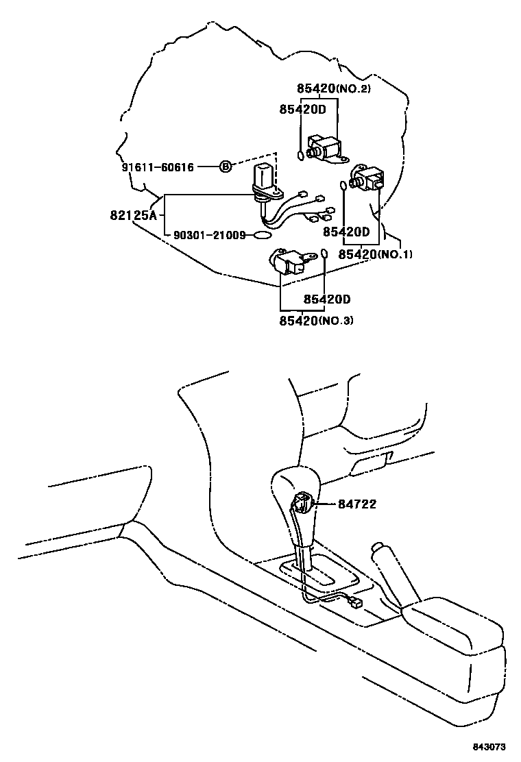Toyota COROLLA 超速档和电子控制变速器 EPC diagram — 843073