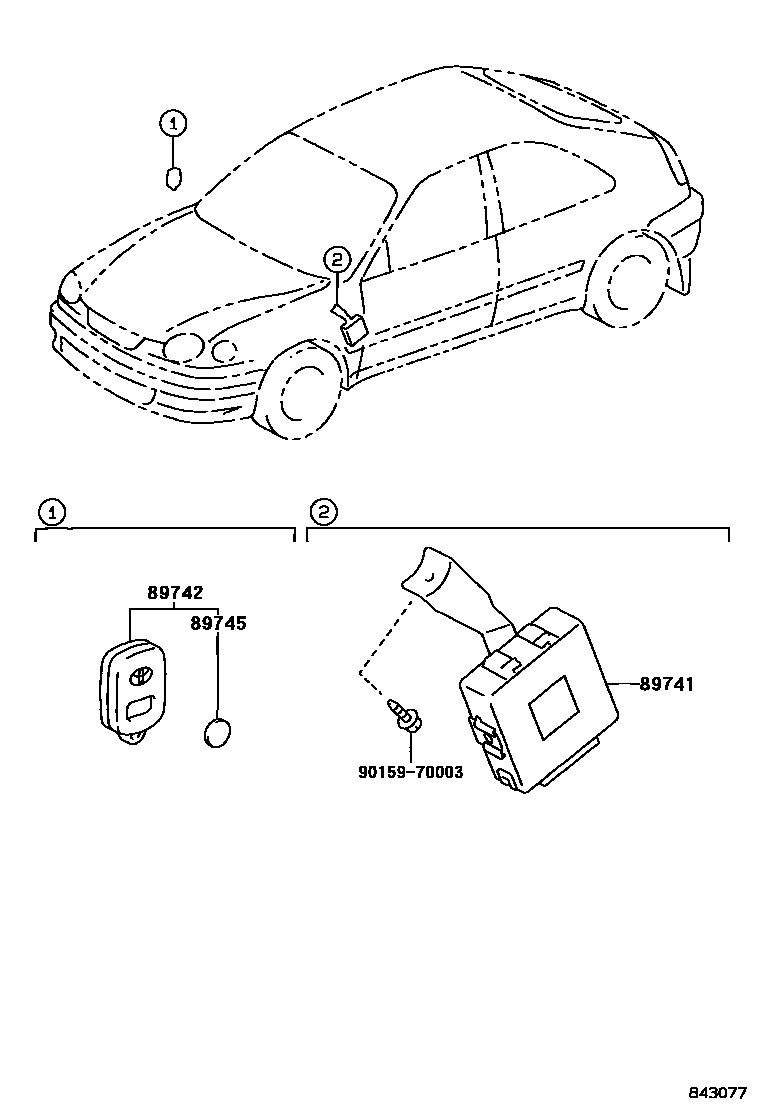 Toyota COROLLA 遥控门锁 EPC diagram — 843077