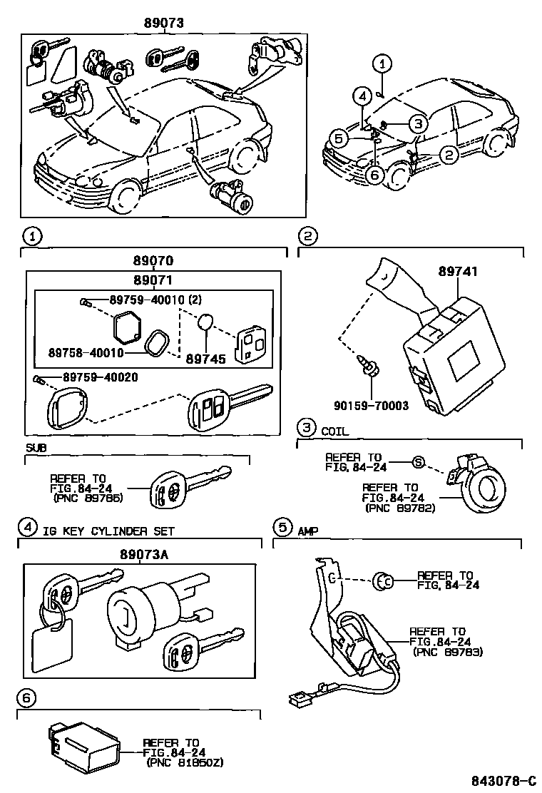 Toyota COROLLA 遥控门锁 EPC diagram — 843078C