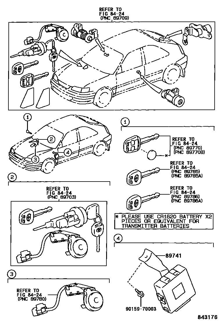 Toyota COROLLA 遥控门锁 EPC diagram — 843176