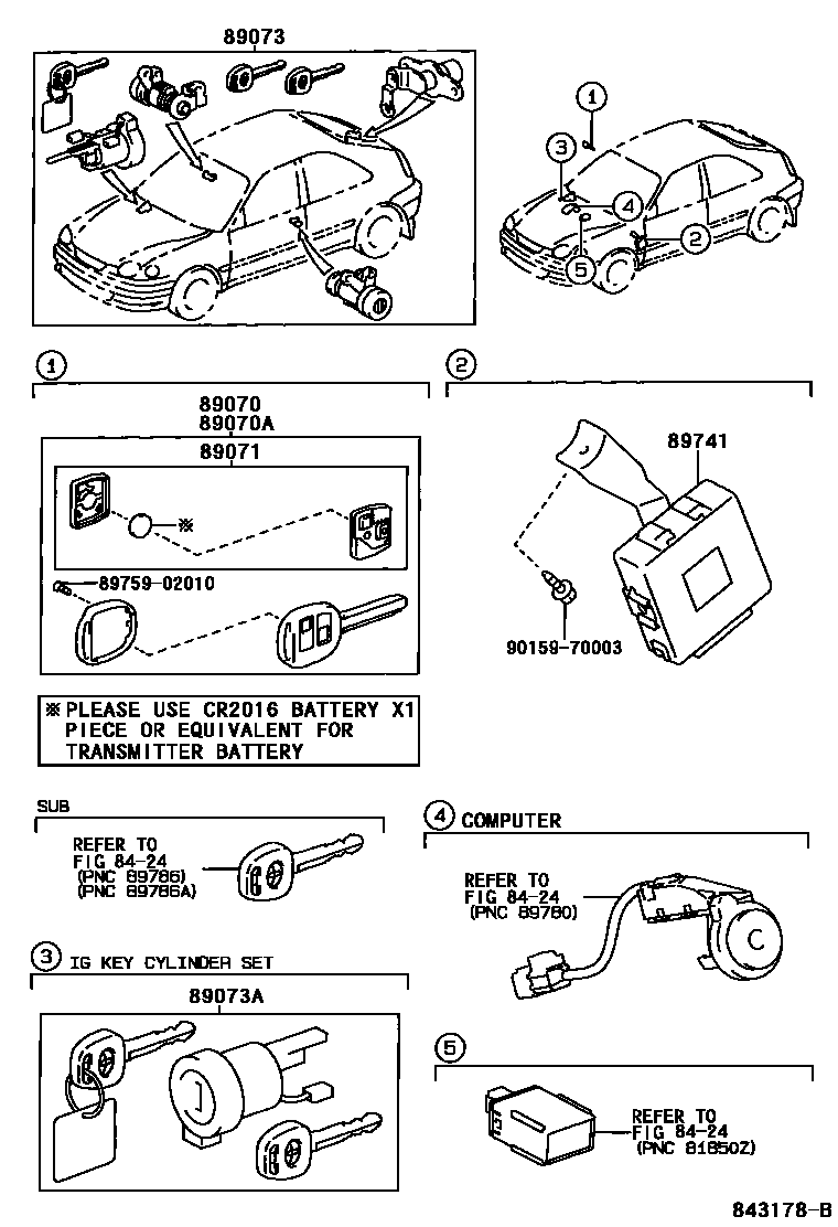 Toyota COROLLA 遥控门锁 EPC diagram — 843178B