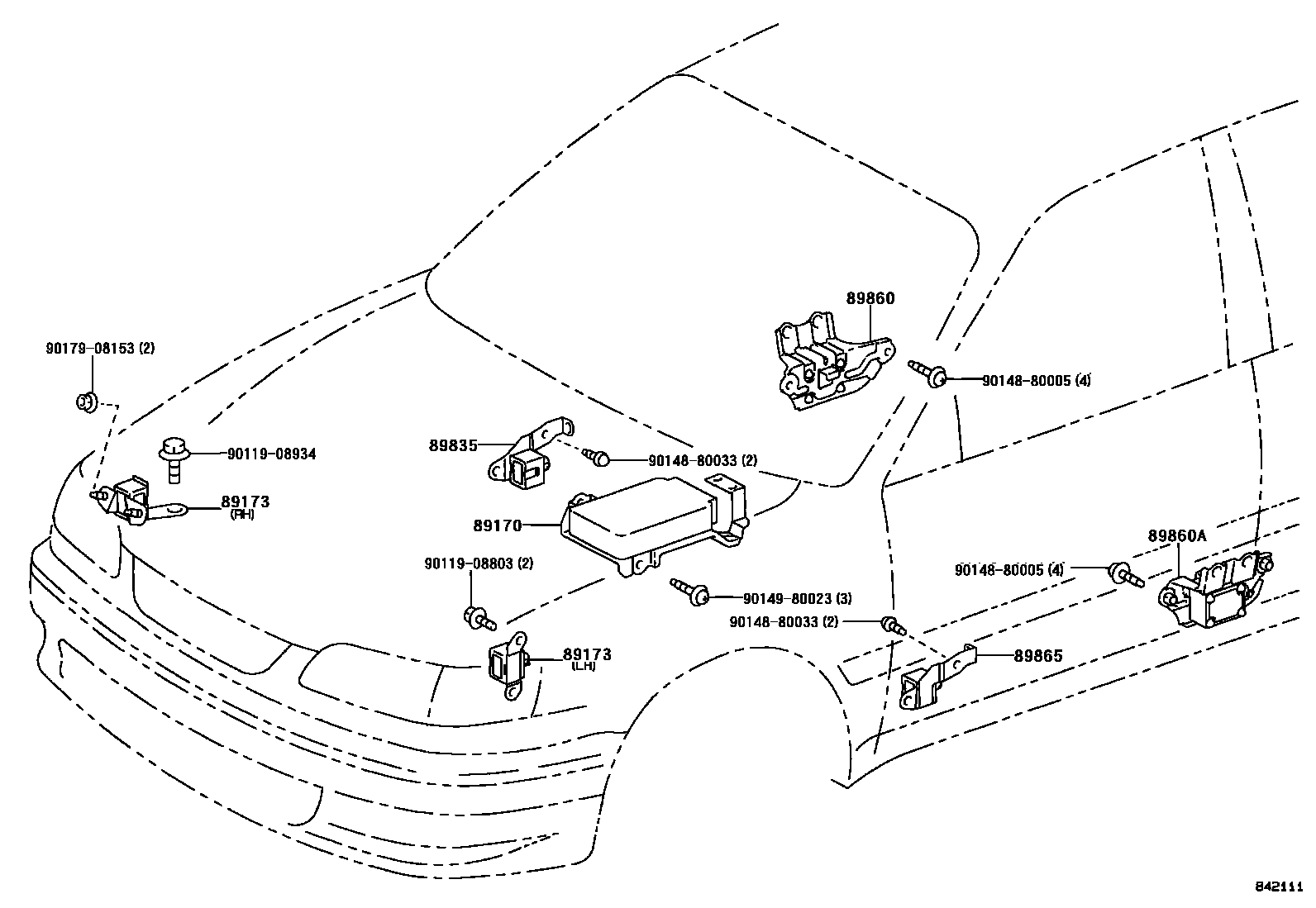Toyota COROLLA 空气囊 EPC diagram — 842111