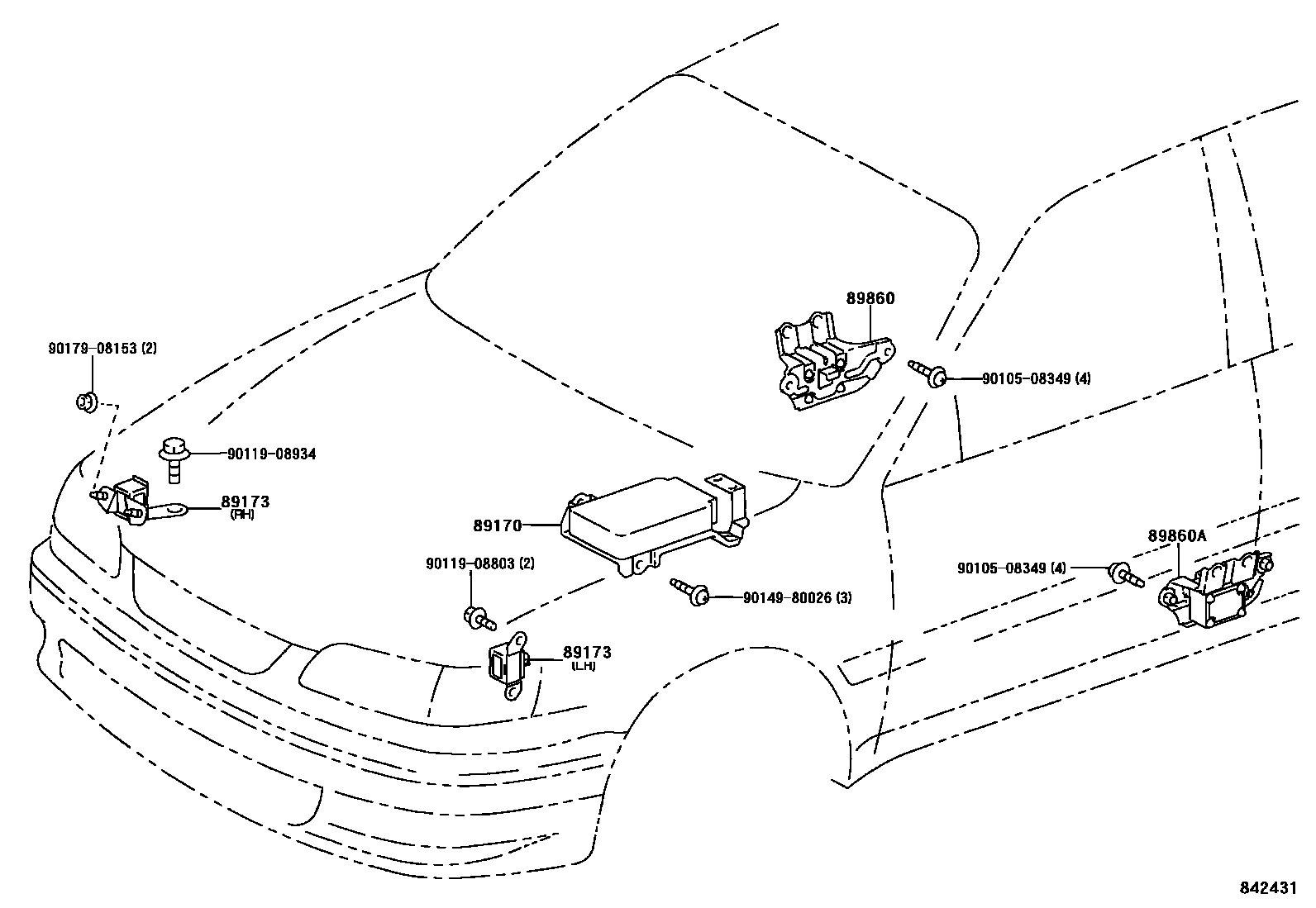 Toyota COROLLA 空气囊 EPC diagram — 842431