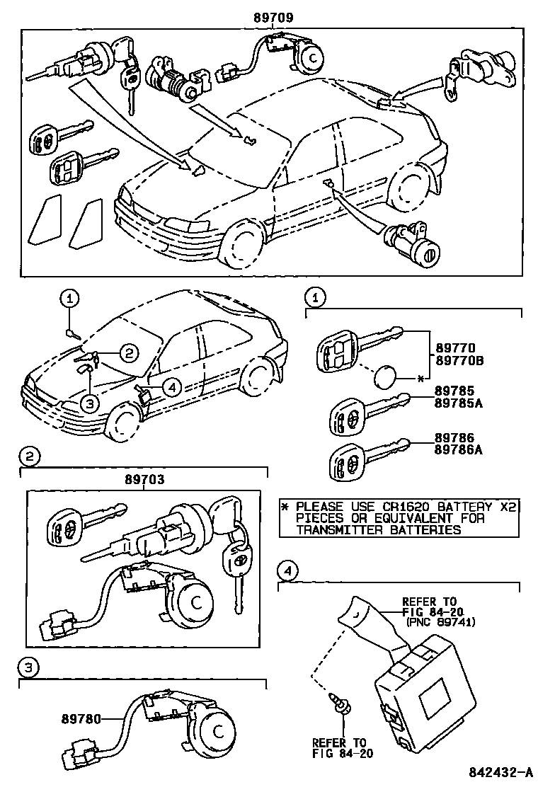 Toyota COROLLA 防盗装置 EPC diagram — 842432A