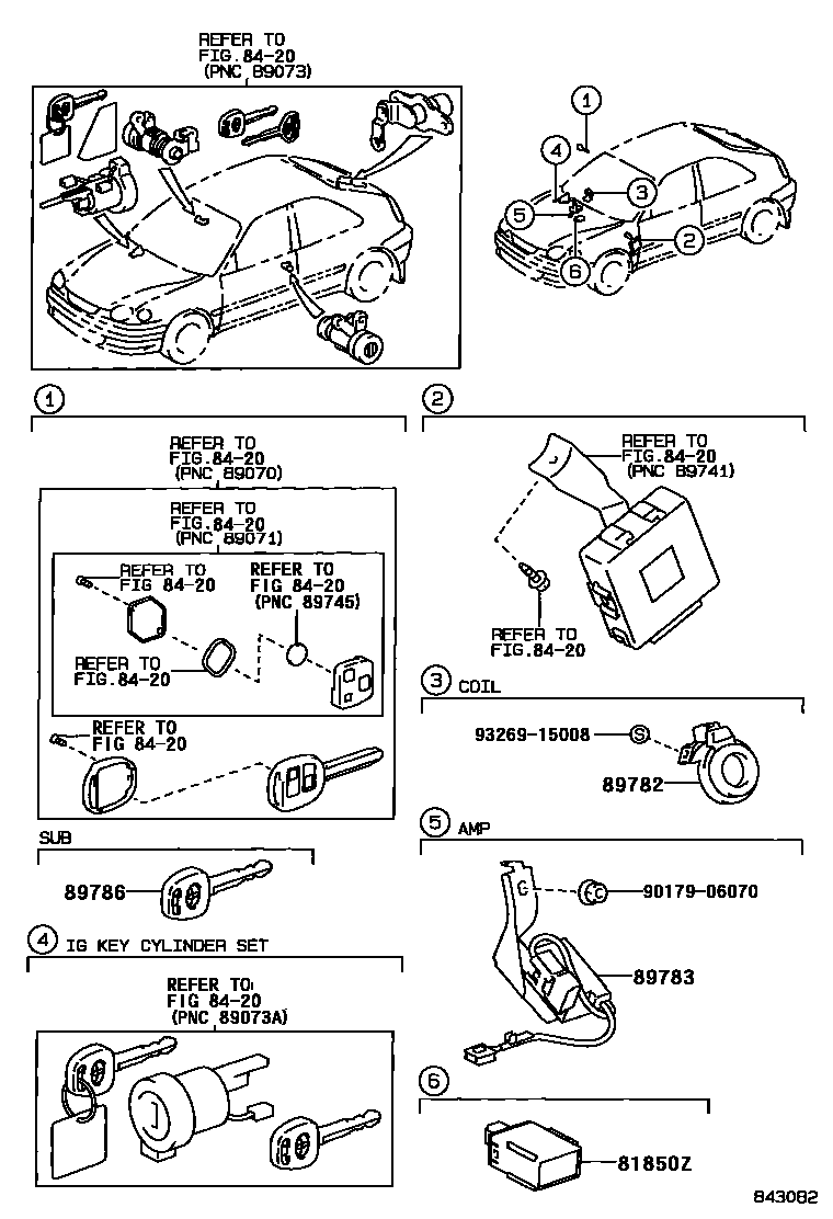 Toyota COROLLA 防盗装置 EPC diagram — 843082