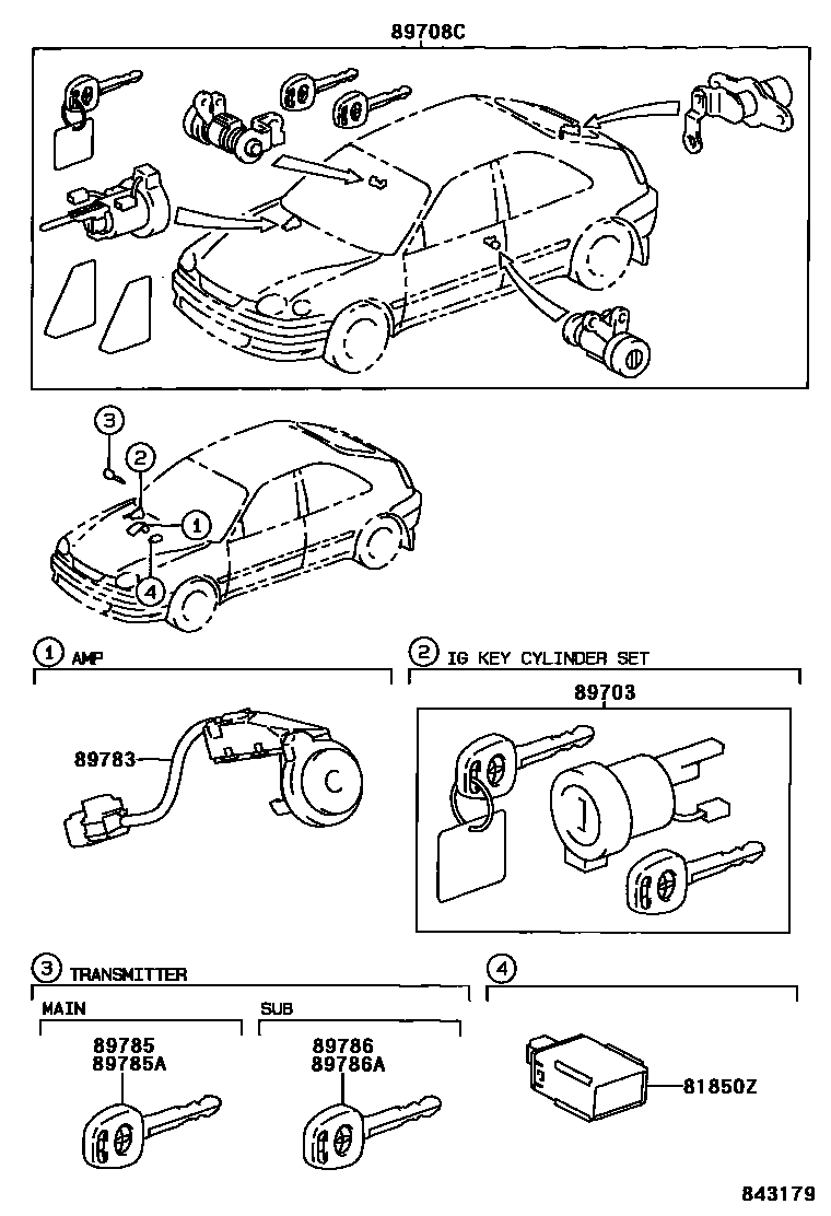 Toyota COROLLA 防盗装置 EPC diagram — 843179